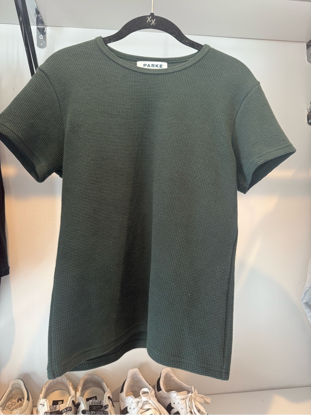 PARKE waffle t shirt in forest